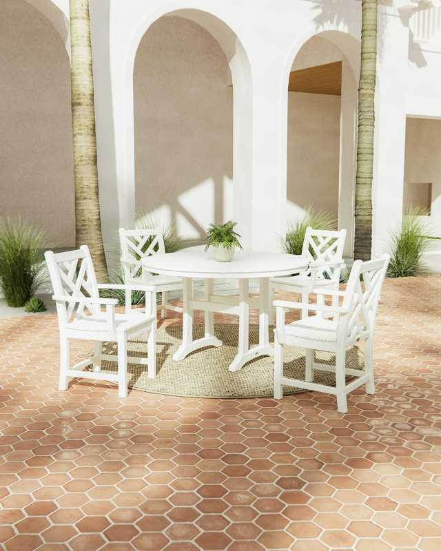 Chippendale 5-Piece Nautical Trestle Dining Arm Chair Set